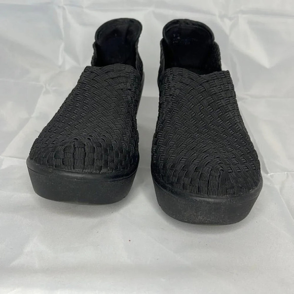 STEVEN by Steve Madden Y2K Platform Woven Wedge Shoes Black Chunky Textile 8 - Picture 7 of 11